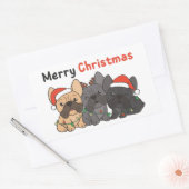 Sticker Rectangulaire Chien de Noël français Animaux de Noël Chiens mign (Enveloppe)