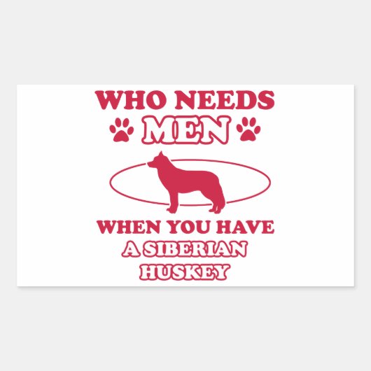 Sticker Rectangulaire Chien de race Sibérienne Husky conception (Devant)