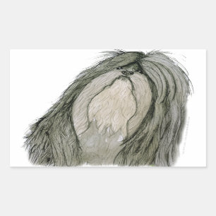 Sticker Rectangulaire Chien de Shih Tzu, fernandes élégants