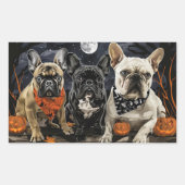 Sticker Rectangulaire Chien de taureau français Halloween Éffrayant (Devant)