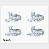 Sticker Rectangulaire Chien. Dessin au crayon. (Feuille)