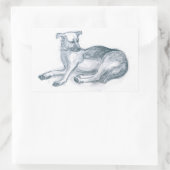 Sticker Rectangulaire Chien. Dessin au crayon. (Sac)