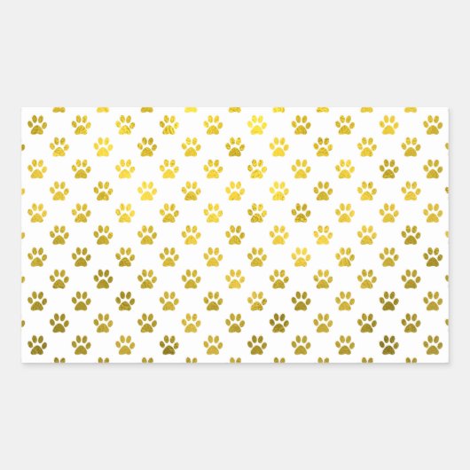 Sticker Rectangulaire Chien Empreinte de patte Or Blanc Métallurgique Fa (Devant)