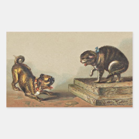 Sticker Rectangulaire Chien et Kitty en Pug merdique (Devant)
