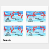 Sticker Rectangulaire Chien Heartbeat, Nous aimons les secours, nuageux (Feuille)
