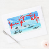 Sticker Rectangulaire Chien Heartbeat, Nous aimons les secours, nuageux (Enveloppe)