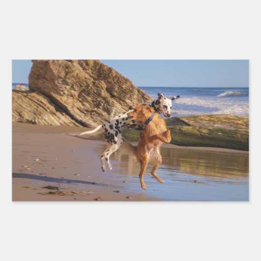 Sticker Rectangulaire chien heureux (Devant)