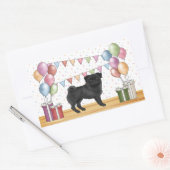 Sticker Rectangulaire Chien noir Carlin coloré Pastel Balloons d'anniver (Enveloppe)