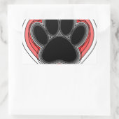 Sticker Rectangulaire Chien Paw Dans Le Coeur Rouge Avec Les Outlines (Sac)