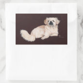 Sticker Rectangulaire Chien Pékinois Blanc (Sac)