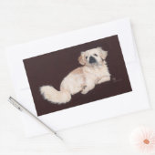 Sticker Rectangulaire Chien Pékinois Blanc (Enveloppe)