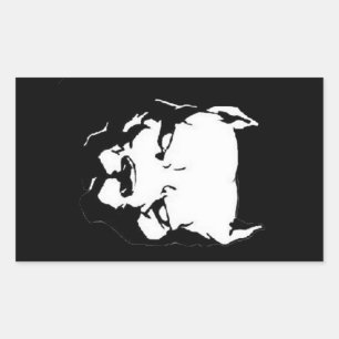 Sticker Rectangulaire Chien Pitbull en colère