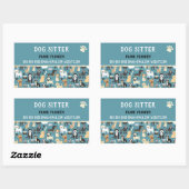 Sticker Rectangulaire Chien Sitter Chien Walker Motif de chiot (Feuille)