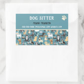 Sticker Rectangulaire Chien Sitter Chien Walker Motif de chiot (Sac)