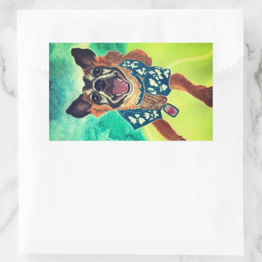 Sticker Rectangulaire Chien surf (Sac)