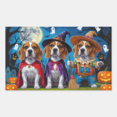 Sticker Rectangulaire Chiens beagles Citrouille Halloween Drôle (Devant)