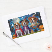Sticker Rectangulaire Chiens beagles Citrouille Halloween Drôle (Enveloppe)