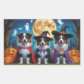 Sticker Rectangulaire Chiens bergers australiens Citrouille Halloween dr (Devant)