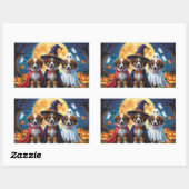 Sticker Rectangulaire Chiens bergers belges Citrouille Halloween Funny (Feuille)