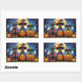 Sticker Rectangulaire Chiens d'Affenpinscher Citrouille Halloween Funny (Feuille)