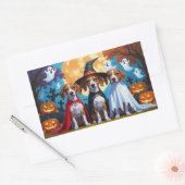 Sticker Rectangulaire Chiens de Basenji Citrouille Halloween drôle (Enveloppe)