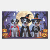Sticker Rectangulaire Chiens de berger anatoliens Citrouille Halloween d (Devant)