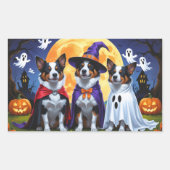 Sticker Rectangulaire Chiens de bétail australiens Citrouille Halloween  (Devant)
