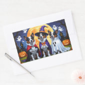 Sticker Rectangulaire Chiens de bétail australiens Citrouille Halloween  (Enveloppe)