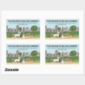 Sticker Rectangulaire Chiens De Cartoon Dans Un Parc - Chiens Services D (Feuille)