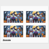 Sticker Rectangulaire Chiens de Dalmatie Citrouille Halloween drôle (Feuille)