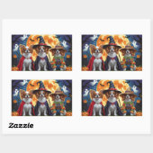 Sticker Rectangulaire Chiens de Papillon Citrouille Halloween Funny (Feuille)