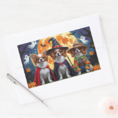Sticker Rectangulaire Chiens de Papillon Citrouille Halloween Funny (Enveloppe)