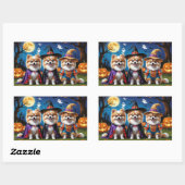 Sticker Rectangulaire Chiens de Poméranie Citrouille Halloween Funny (Feuille)
