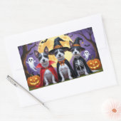 Sticker Rectangulaire Chiens de Rat Terrier Citrouille Halloween Funny (Enveloppe)