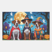 Sticker Rectangulaire Chiens de Rhodesian Ridgeback Citrouille Halloween (Devant)
