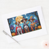 Sticker Rectangulaire Chiens de Rhodesian Ridgeback Citrouille Halloween (Enveloppe)