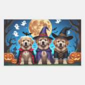 Sticker Rectangulaire Chiens de Terre-Neuve Citrouille Halloween Funny (Devant)
