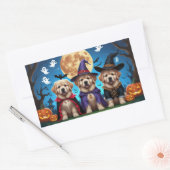 Sticker Rectangulaire Chiens de Terre-Neuve Citrouille Halloween Funny (Enveloppe)