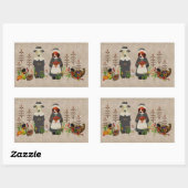 Sticker Rectangulaire Chiens de Thanksgiving (Feuille)