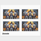 Sticker Rectangulaire Chiens des grandes Pyrénées Citrouille Halloween d (Feuille)