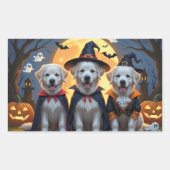 Sticker Rectangulaire Chiens des grandes Pyrénées Citrouille Halloween d (Devant)
