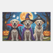 Sticker Rectangulaire Chiens du Labrador Citrouille Halloween Funny (Devant)