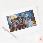 Sticker Rectangulaire Chiens Havanais Citrouille Halloween drôle (Enveloppe)