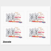 Sticker Rectangulaire Chiens heureux avec des os (Feuille)