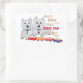 Sticker Rectangulaire Chiens heureux avec des os (Sac)
