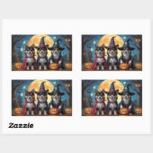 Sticker Rectangulaire Chiens lapons finlandais Citrouille Halloween drôl (Feuille)
