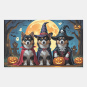 Sticker Rectangulaire Chiens lapons finlandais Citrouille Halloween drôl (Devant)
