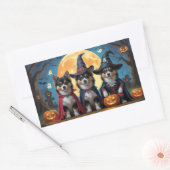 Sticker Rectangulaire Chiens lapons finlandais Citrouille Halloween drôl (Enveloppe)