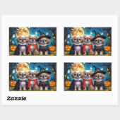 Sticker Rectangulaire Chiens Pekingese Citrouille Halloween drôle (Feuille)
