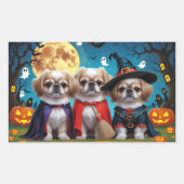 Sticker Rectangulaire Chiens Pekingese Citrouille Halloween drôle (Devant)